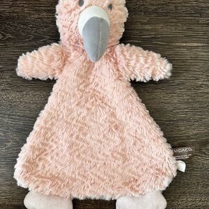 Demdaco Flamingo Lovey Security Blanket Plush Pink Minky Baby Rattle Toy 15”